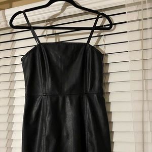 Black faux leather mini dress NWT